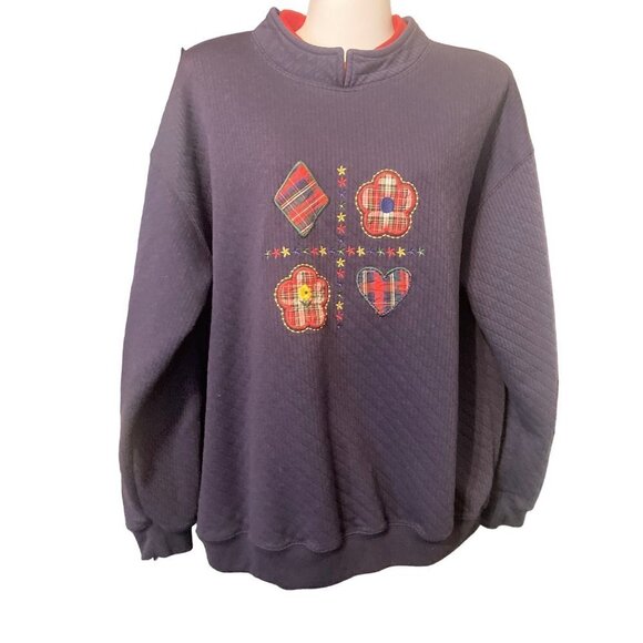 Womens Sarah Bentley Sport Vintage Pullover Top Knit XL Sweatshirt Applique - Picture 3 of 8